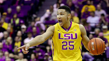Feb 13, 2016; Baton Rouge, LA, USA; LSU Tigers forward Ben Simmons (25) brings the ball up court against the Texas A&M Aggies during the first half of a game at the Pete Maravich Assembly Center. Mandatory Credit: Derick E. Hingle-USA TODAY Sports