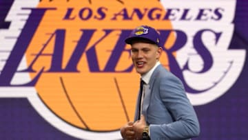 NEW YORK, NY - JUNE 21: Moritz Wagner reacts after being drafted 25th overall by the Los Angeles Lakers during the 2018 NBA Draft at the Barclays Center on June 21, 2018 in the Brooklyn borough of New York City. NOTE TO USER: User expressly acknowledges and agrees that, by downloading and or using this photograph, User is consenting to the terms and conditions of the Getty Images License Agreement. (Photo by Mike Stobe/Getty Images)