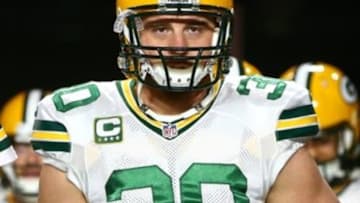 Jan 16, 2016; Glendale, AZ, USA; Green Bay Packers fullback John Kuhn (30) against the Arizona Cardinals during the NFC Divisional round playoff game at University of Phoenix Stadium. Mandatory Credit: Mark J. Rebilas-USA TODAY Sports
