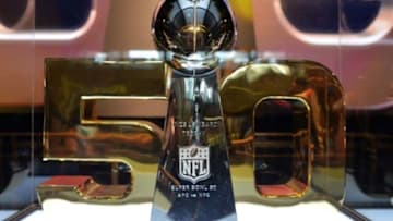 Feb 3, 2016; San Francisco, CA, USA; General view of the Super Bowl 50 Lombardi Trophy at the NFL Experience at the Moscone Center. Mandatory Credit: Kirby Lee-USA TODAY Sports