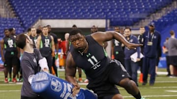 UCLA Bruins defensive lineman Kenny Clark participates in the workout drills during the 2016 NFL Scouting Combine. Brian Spurlock-USA TODAY Sports