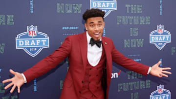 ARLINGTON, TX - APRIL 26: Jaire Alexander of Louisville poses on the red carpet prior to the start of the 2018 NFL Draft at AT