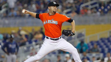 MIAMI, FL - JUNE 10: Pitcher Edward Mujica #34 of the Miami Marlins pitches against the Tampa Bay Rays during the game at Marlins Park on June 10, 2012 in Miami, Florida. (Photo by J. Meric/Getty Images)