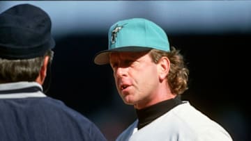 UNSPECIFIED - CIRCA 1993: Manager Rene Lachemann #15 of the Florida Marlins argues with an umpire during an Major League Baseball game circa 1993. Latchemann managed the Marlins from 1993-96. (Photo by Focus on Sport/Getty Images)