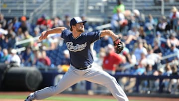 PEORIA, AZ - MARCH 4: Aaron Northcraft #45 of the San Diego Padres pitches during the game against the Seattle Mariners on March 4, 2015 at Peoria Stadium in Peoria, Arizona. The Mariners defeated the Padres 4-3 in 10 innings. (Photo by Rich Pilling/Getty Images)