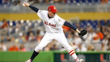 MIAMI, FL - JULY 04: Brad Ziegler #29 of the Miami Marlins delivers a pitch in the ninth inning against the Tampa Bay Rays at Marlins Park on July 4, 2018 in Miami, Florida. (Photo by Michael Reaves/Getty Images)