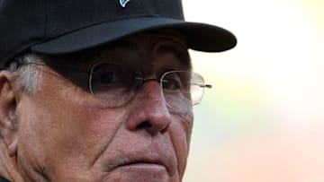 ARLINGTON, TX - JULY 01: Manager Jack McKeon of the Florida Marlins during play against the Texas Rangers at Rangers Ballpark in Arlington on July 1, 2011 in Arlington, Texas. (Photo by Ronald Martinez/Getty Images)