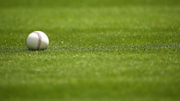 MIAMI, FL - APRIL 06: A baseball sits on the grass during Opening Day between the Miami Marlins and the Atlanta Braves at Marlins Park on April 6, 2015 in Miami, Florida. (Photo by Mike Ehrmann/Getty Images)