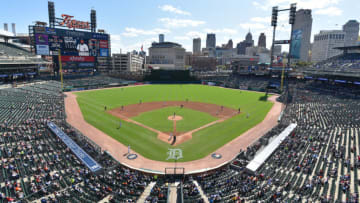 DETROIT, MI - SEPTEMBER 26: A general view of Comerica Park during the game between the Minnesota Twins and the Detroit Tigers at Comerica Park on September 26, 2019 in Detroit, Michigan. The Twins defeated the Tigers 10-4. (Photo by Mark Cunningham/MLB Photos via Getty Images)