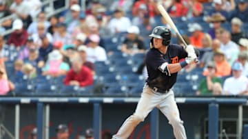 WEST PALM BEACH, FL - MARCH 09: Brock Deatherage in action against the Houston Astros. (Photo by Rich Schultz/Getty Images)