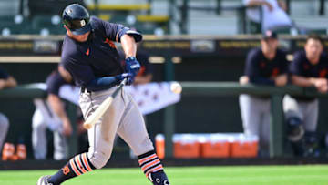 BRADENTON, FLORIDA - MARCH 02: Spencer Torkelson #73 of the Detroit Tigers swings at a pitch during the fifth inning against the Pittsburgh Pirates during a spring training game at LECOM Park on March 02, 2021 in Bradenton, Florida. (Photo by Douglas P. DeFelice/Getty Images)