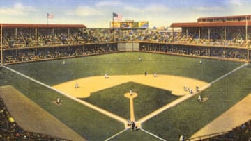 DETROIT - C.1940. The interior of Briggs Stadium in Detroit is the subject of this c.1950 color linen postcard. (Photo by Mark Rucker/Transcendental Graphics, Getty Images)