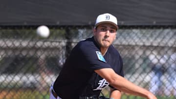 LAKELAND, FL - Alex Faedo pitches during Spring Training. (Photo by Mark Cunningham/MLB Photos via Getty Images)