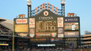 The Comerica Park scoreboard in the middle of the sixth inning of Verlander's start on June 14, 2011. (Photo by Mark Cunningham/MLB Photos via Getty Images)