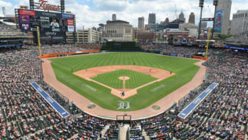 DETROIT, MI - JUNE 12: A general view of Comerica Park during the game between the Toronto Blue Jays and the Detroit Tigers at Comerica Park on June 12, 2022 in Detroit, Michigan. The Blue Jays defeated the Tigers 6-0. (Photo by Mark Cunningham/MLB Photos via Getty Images)