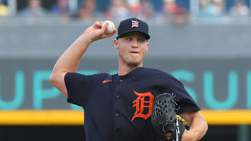 Matt Manning of the Detroit Tigers pitches during Spring Training. (Photo by Mark Cunningham/MLB Photos via Getty Images)