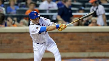 NEW YORK, NY - JULY 24: Asdrubal Cabrera #13 of the New York Mets hits an RBI single in the fourth inning against the San Diego Padres on July 24, 2018 at Citi Field in the Flushing neighborhood of the Queens borough of New York City. (Photo by Elsa/Getty Images)