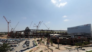 ARLINGTON, TEXAS - JUNE 20: A general view of construction of Globe Life Field on June 20, 2019 in Arlington, Texas. (Photo by Ronald Martinez/Getty Images)