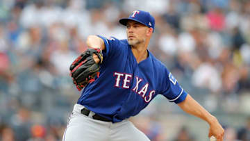 NEW YORK, NEW YORK - SEPTEMBER 02: Mike Minor #23 of the Texas Rangers pitches during the second inning against the New York Yankees at Yankee Stadium on September 02, 2019 in New York City. (Photo by Jim McIsaac/Getty Images)