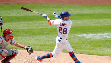 NEW YORK, NEW YORK - SEPTEMBER 07: J.D. Davis #28 of the New York Mets in action against the Philadelphia Phillies at Citi Field on September 07, 2020 in New York City. The Phillies defeated the Mets 9-8 in ten innings. (Photo by Jim McIsaac/Getty Images)