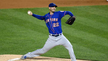 WASHINGTON, DC - SEPTEMBER 26: Rick Porcello #22 of the New York Mets pitches against the Washington Nationals during game 2 of a double header at Nationals Park on September 26, 2020 in Washington, DC. (Photo by G Fiume/Getty Images)