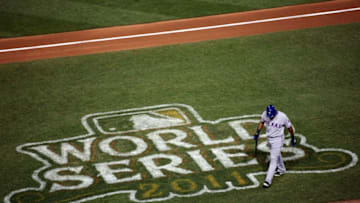 ST LOUIS, MO - OCTOBER 28: Adrian Beltre #29 of the Texas Rangers walks back to the dugout during Game Seven of the MLB World Series against the St. Louis Cardinals at Busch Stadium on October 28, 2011 in St Louis, Missouri. (Photo by Doug Pensinger/Getty Images)