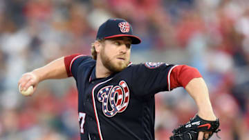 WASHINGTON, DC - APRIL 14: Shawn Kelley #27 of the Washington Nationals pitches in the tenth inning during a baseball game against the Philadelphia Phillies at Nationals Park on April 14, 2017 in Washington, D.C. The Nationals won 3-2 in ten innings. (Photo by Mitchell Layton/Getty Images)