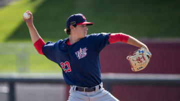 Texas Rangers prospects Cole Winn and Ricky Vanasco were added to the club's 60-man player pool (Photo by Brace Hemmelgarn/Getty Images)