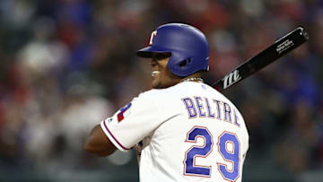 ARLINGTON, TX - APRIL 09: Adrian Beltre #29 of the Texas Rangers at bat against the Los Angeles Angels in the fifth inning at Globe Life Park in Arlington on April 9, 2018 in Arlington, Texas. (Photo by Ronald Martinez/Getty Images)