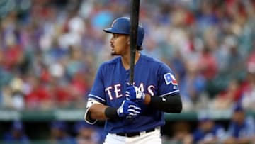 May 30, 2019: Texas Rangers second baseman Rougned Odor #12 at bat during  an MLB game between the Kansas City Royals and the Texas Rangers at Globe  Life Park in Arlington, TX