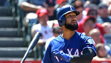 ANAHEIM, CA - JUNE 03: Nomar Mazara #30 of the Texas Rangers his a solo home run in the eighth inning of the game against the Los Angeles Angels of Anaheim at Angel Stadium on June 3, 2018 in Anaheim, California. (Photo by Jayne Kamin-Oncea/Getty Images)