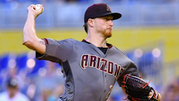 MIAMI, FL - JUNE 25: Shelby Miller #26 of the Arizona Diamondbacks making his season debut throws his first pitch of the season in the first inning during the game against the Miami Marlins at Marlins Park on June 25, 2018 in Miami, Florida. (Photo by Mark Brown/Getty Images)