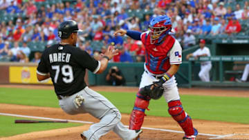 ARLINGTON, TX - AUGUST 19: Robinson Chirinos (Photo by Rick Yeatts/Getty Images)