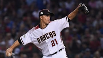 PHOENIX, AZ - OCTOBER 09: Starting pitcher Zack Greinke (Photo by Norm Hall/Getty Images)