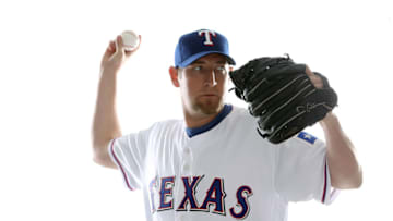SURPRISE, AZ - FEBRUARY 25: Brandon Webb #33 of the Texas Rangers poses for a portrait during Spring Training Media Day on February 25, 2011 at Surprise Stadium in Surprise, Arizona. (Photo by Jonathan Ferrey/Getty Images)