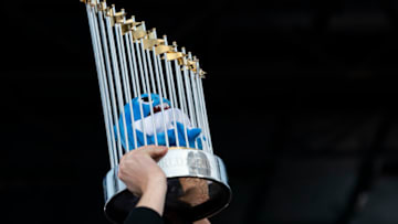 WASHINGTON, DC - NOVEMBER 02: A detail view of a Baby Shark in the Commissioner's Trophy during a parade to celebrate the Washington Nationals World Series victory over the Houston Astros on November 2, 2019 in Washington, DC. This is the first World Series win for the Nationals in 95 years. (Photo by Patrick McDermott/Getty Images)