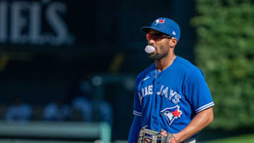Sep 26, 2021; Minneapolis, Minnesota, USA; Toronto Blue Jays second baseman Marcus Semien (10) exits the field after the sixth inning at Target Field. Mandatory Credit: Matt Blewett-USA TODAY Sports