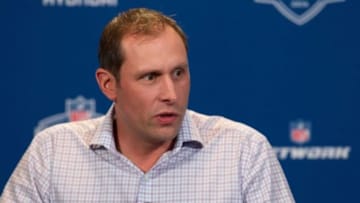 Feb 24, 2016; Indianapolis, IN, USA; Miami Dolphins head coach Adam Gase speaks to the media during the 2016 NFL Scouting Combine at Lucas Oil Stadium. Mandatory Credit: Trevor Ruszkowski-USA TODAY Sports