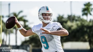 Miami Dolphins quarterback David Fales throws during training camp - image courtesy of the Miami Dolphins