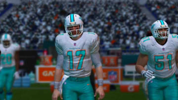 Ryan Tannehill of the Miami Dolphins leads his team in this EA Sports Madden 2017 screen grab - EA Sports Madden 2017