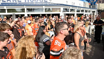 CLEVELAND, OHIO - SEPTEMBER 22: lovelytheband performs during the “Believeland” Pepsi Tailgate Party ahead of Sunday Night Football at Lindey’s Lake House Flats on September 22, 2019 in Cleveland, Ohio. (Photo by Duane Prokop/Getty Images for Pepsi)