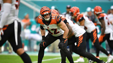MIAMI, FLORIDA - DECEMBER 22: Clayton Fejedelem #42 of the Cincinnati Bengals lines up during the kickoff against the Miami Dolphins in the third quarter at Hard Rock Stadium on December 22, 2019 in Miami, Florida. (Photo by Mark Brown/Getty Images)
