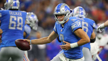 DETROIT, MICHIGAN - OCTOBER 27: Matthew Stafford #9 of the Detroit Lions plays against the New York Giants at Ford Field on October 27, 2019 in Detroit, Michigan. (Photo by Gregory Shamus/Getty Images)