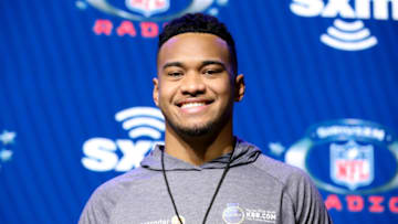 MIAMI, FLORIDA - JANUARY 30: University of Alabama quarterback, Tua Tagovailoa attends day 2 of SiriusXM at Super Bowl LIV on January 30, 2020 in Miami, Florida. (Photo by Cindy Ord/Getty Images for SiriusXM )