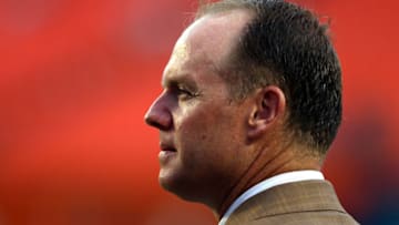 MIAMI GARDENS, FL - AUGUST 24: General Manager Jeff Ireland of the Miami Dolphins watches prior to his team playing against the Tampa Bay Buccaneers at Sun Life Stadium on August 24, 2013 in Miami Gardens, Florida. (Photo by Marc Serota/Getty Images)