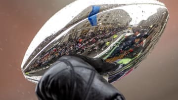 BOSTON, MA - FEBRUARY 07: The Vince Lombardi trophy is held during the New England Patriots Super Bowl victory parade on February 7, 2017 in Boston, Massachusetts. The Patriots defeated the Atlanta Falcons 34-28 in overtime in Super Bowl 51. (Photo by Billie Weiss/Getty Images)
