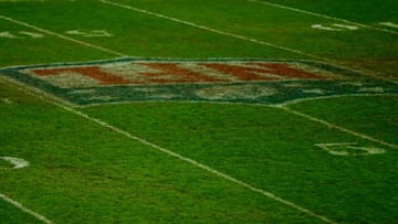LONDON, ENGLAND - A detailed view of the pitch after the NFL International Series (Photo by Jordan Mansfield/Getty Images)