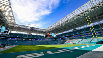 MIAMI, FLORIDA - SEPTEMBER 08: A general view of the field prior to the game between the Miami Dolphins and the Baltimore Ravens at Hard Rock Stadium on September 08, 2019 in Miami, Florida. (Photo by Mark Brown/Getty Images)