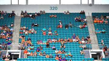 MIAMI, FLORIDA - SEPTEMBER 08: A general view of the fans attending the game between the Miami Dolphins and the Baltimore Ravens in the at Hard Rock Stadium on September 08, 2019 in Miami, Florida. (Photo by Mark Brown/Getty Images)
