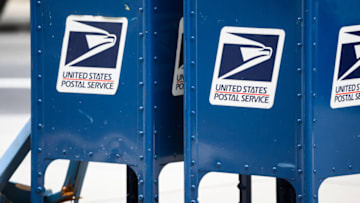 NEW YORK, NEW YORK - AUGUST 22: A view of USPS mailboxes in the Flatiron District during Phase 4 of re-opening following restrictions imposed to slow the spread of coronavirus on August 22, 2020 in New York City. The fourth phase allows outdoor arts and entertainment, sporting events without fans and media production. (Photo by Noam Galai/Getty Images)
